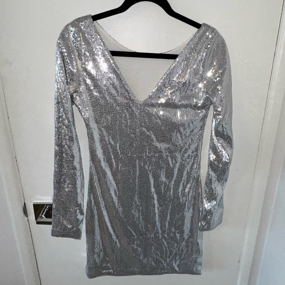 Silver Sparkly Womans Cocktail Dress (costume type) size Small